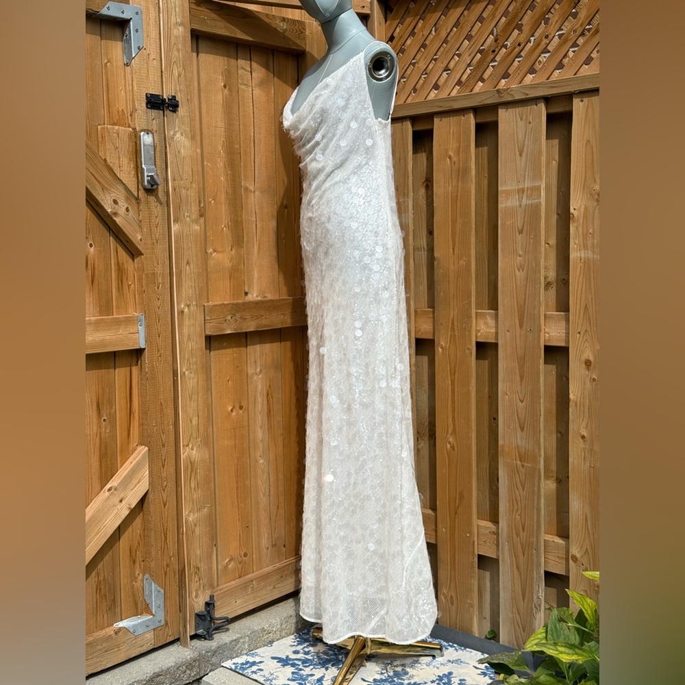 🆕 RAT & BOA 🧿 NWOT Evangeline Ivory Glistening Paillettes & Sequins Dress Sz L - Picture 6 of 17